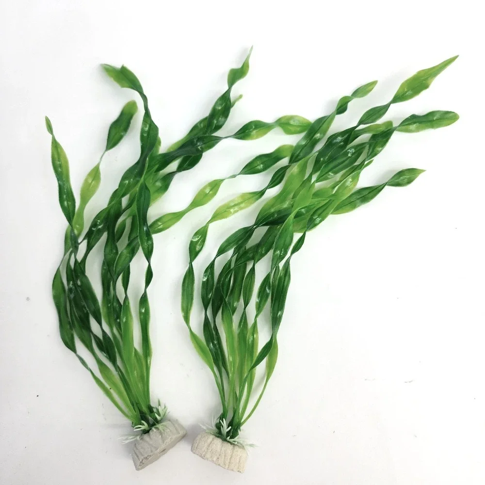 Artificial Aquarium Plants Set  4 Psc Pink Green Fish Tank Decorations Weighted